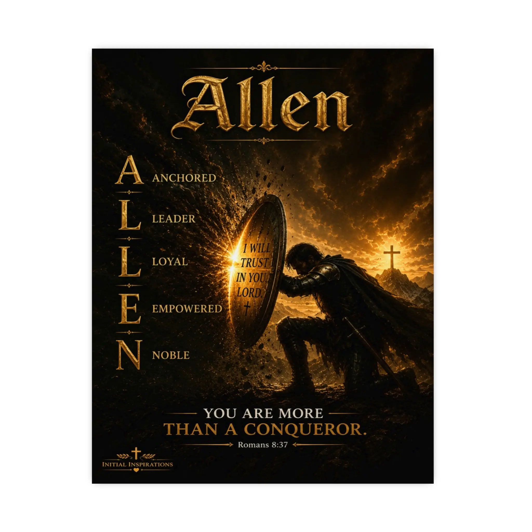 Personalized Christian Warrior Name Poster | Custom Bible Verse Wall Art | 11x14 Unframed Matte Print