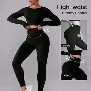 Yoga Pants for Women - High-Waist, Tummy Control, Black, Before & After Photos, Active Wear
