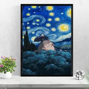 Totoro Family and Stars Anime Poster – Home Decor, Wall Art