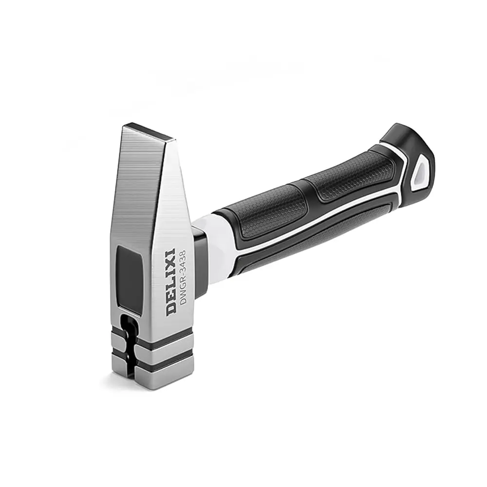 DELIXI ELECTRIC Machinists Hammer Small 16oz Forged Steel, Fiberglass Handle Cross Peen Sheet Metal Hammer with Anti-Slip Grip for Metalworking Machinists and Engineers