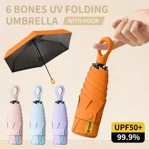 UV Protection Mini Umbrella Ultralight 5-Fold Portable Sunshade for Women Outdoor Beach Travel Compact Windproof Quick Dry NONE