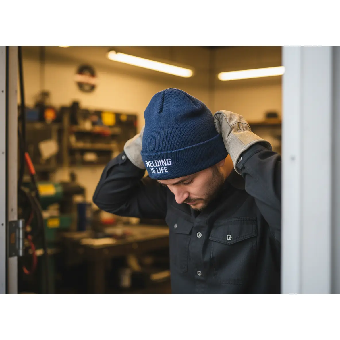 Welding Is Life Embroidered Cuffed Beanie, Dark Color