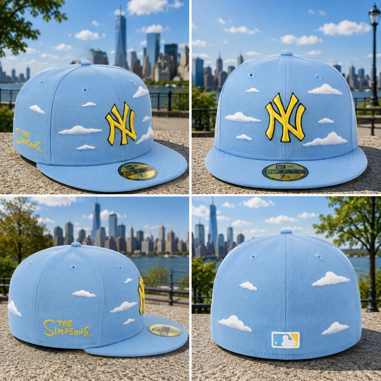 New York Yankees Clouds Edition Snapback Hat – Sky Blue Adjustable Flat Brim Cap