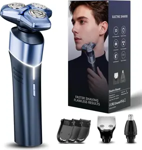 Metallic Blue#SummerWins #DealsForYouDays#Father's Day GiftsElectric Razor for Men: 3-in-1 Shaver with Hair Clipper and Nose Hair Trimmer, Metallic Blue#SummerWins #DealsForYouDays#Father's Day Gifts