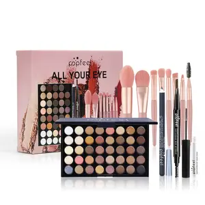 POPFEEL Brown Eye Makeup Set, Makeup Gift Set, 40-Color Matte & Shimmer Eyeshadow Palette, Highly Pigmented Brow Pen + 8-Piece Premium Brush Kit – Perfect for Beginners to Create Flawless Looks Daily or at Parties, Dates, and Festivals, Beauty Kit