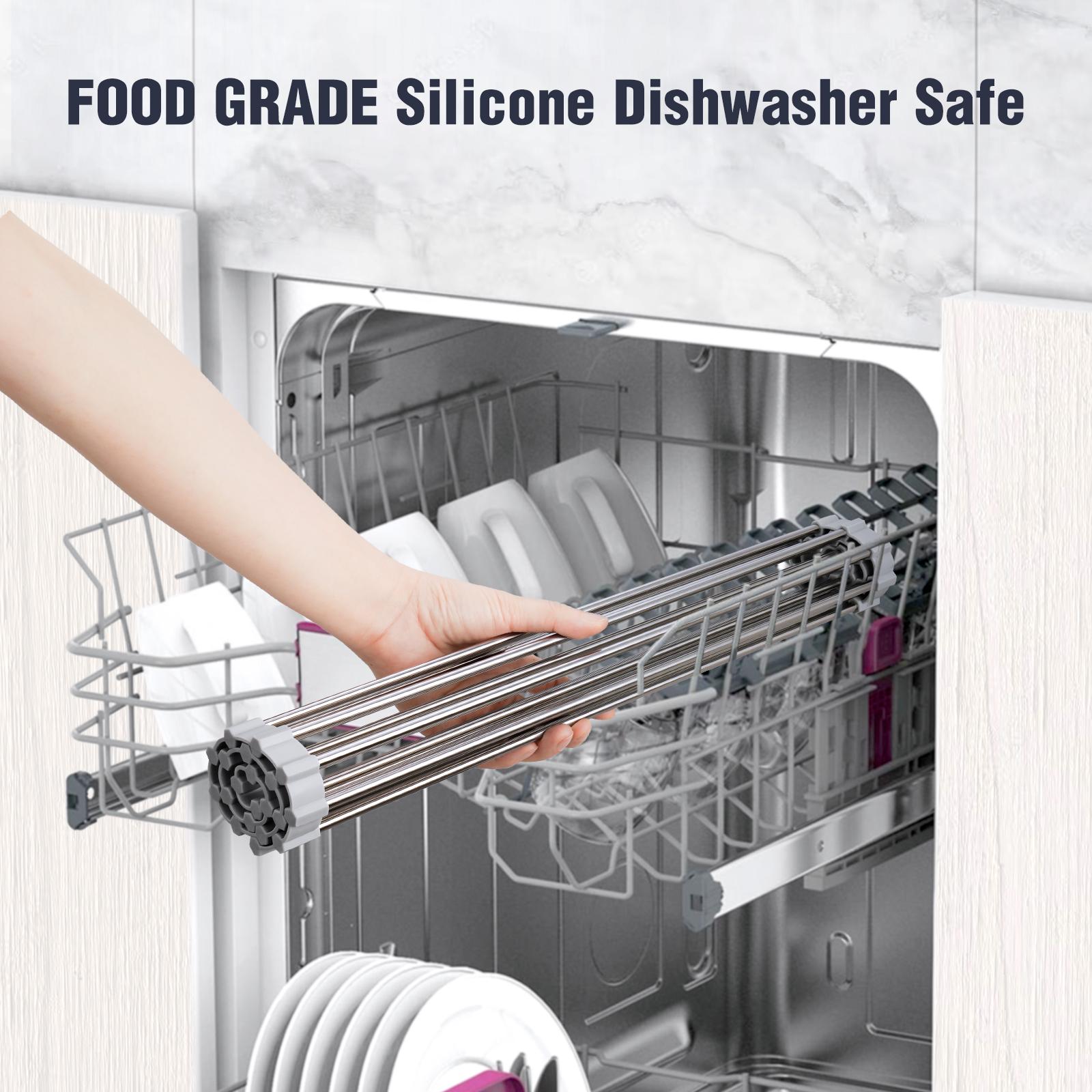 GREY Tomorotec 17.7" x 12.5" Roll Up Dish Drying Rack, Stainless Steel Drainer, Kitchen Sink Gadget drying rack organizer sponge holder sink caddy GREY Tomorotec 17.7" x 12.5" Roll Up Dish Drying Rack, Stainless Steel Drainer, Kitchen Sink Gadget drying rack organizer sponge holder sink caddy