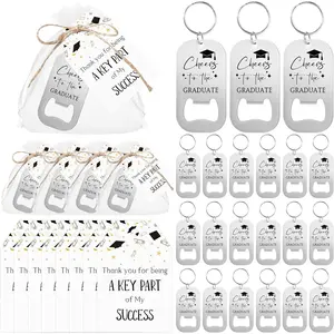 30 Sets 2026 Graduation Party Favors for Guests Cheers to The Graduate Bottle Opener with Cards Organza Bags Bulk Thank You Graduation Gifts for College High School(Black)