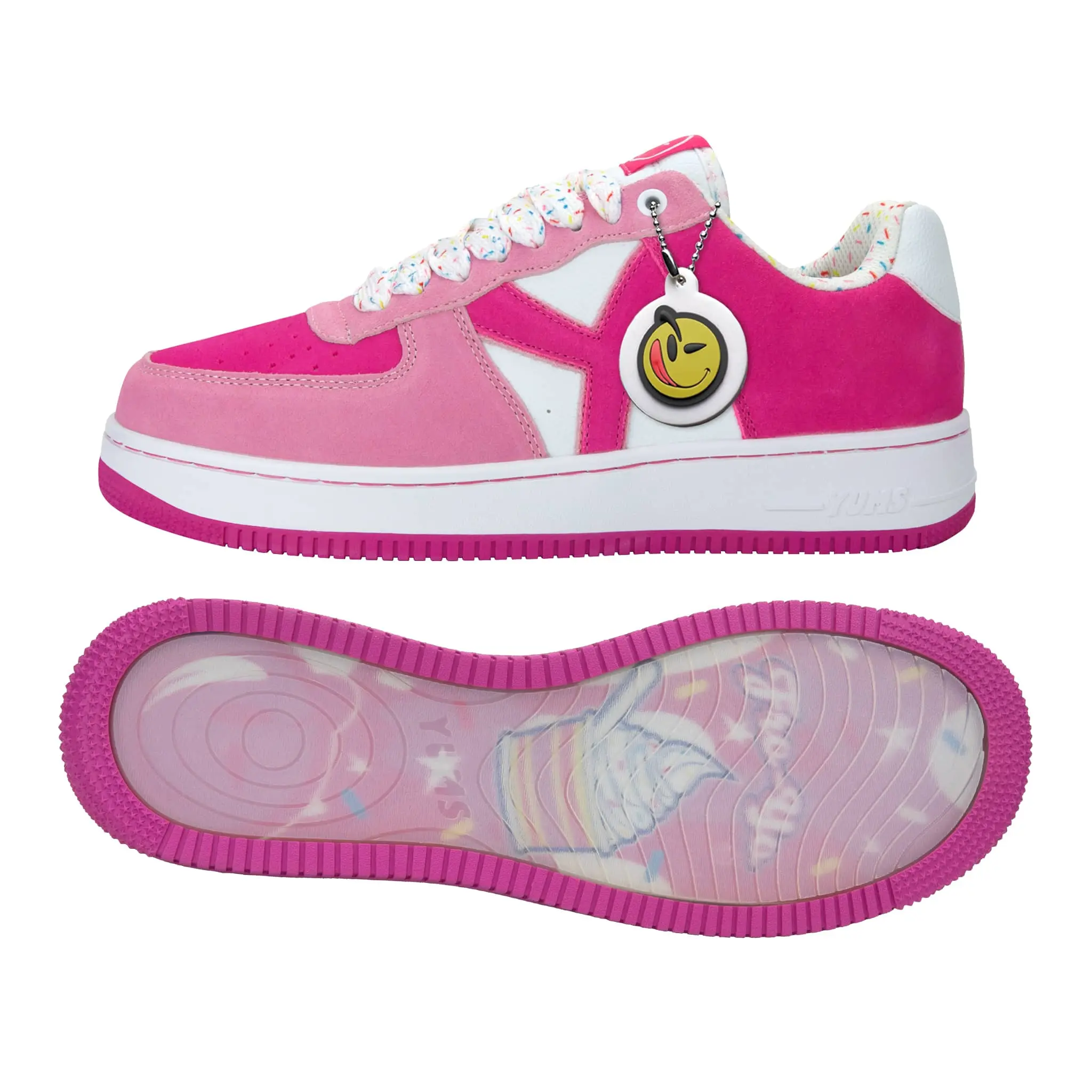 Froyo Sneakers - Pink and White Streetwear Fashion Sneakers Low Top Casual Leather Footwear