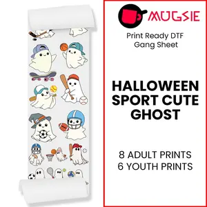Halloween Sport Cute Ghost DTF Transfer Gang Sheets - 22x60 Direct-to-Film