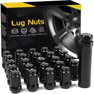 24pcs M12x1.5 Lug Nuts - Replacement for 1995-2015 Toyota Tacoma 4WD, 2016-2021 Tacoma, 2000-2006 Tundra 2007-2020 FJ Cruiser Aftermarket Wheel - Black Closed End Lug Nuts with Socket