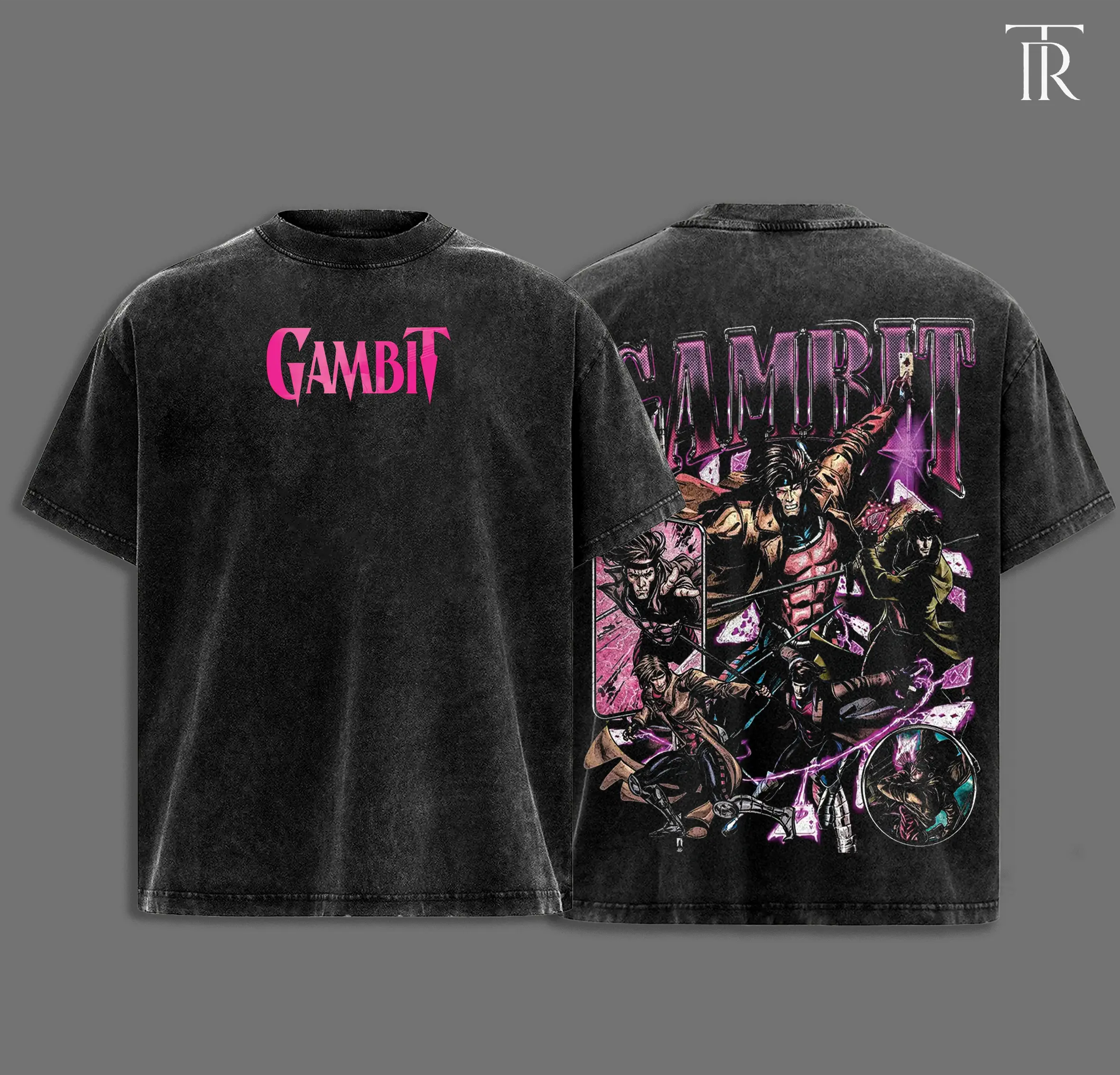 Gambit Premium Acid Washed Hoodie T-Shirt, En Sabah Nur Hoodie Shirt, Character Comics Fans Shirt, Superhero Washed Shirt, Comic Book Fans T-Shirt, Superhero Graphic Tee Cotton