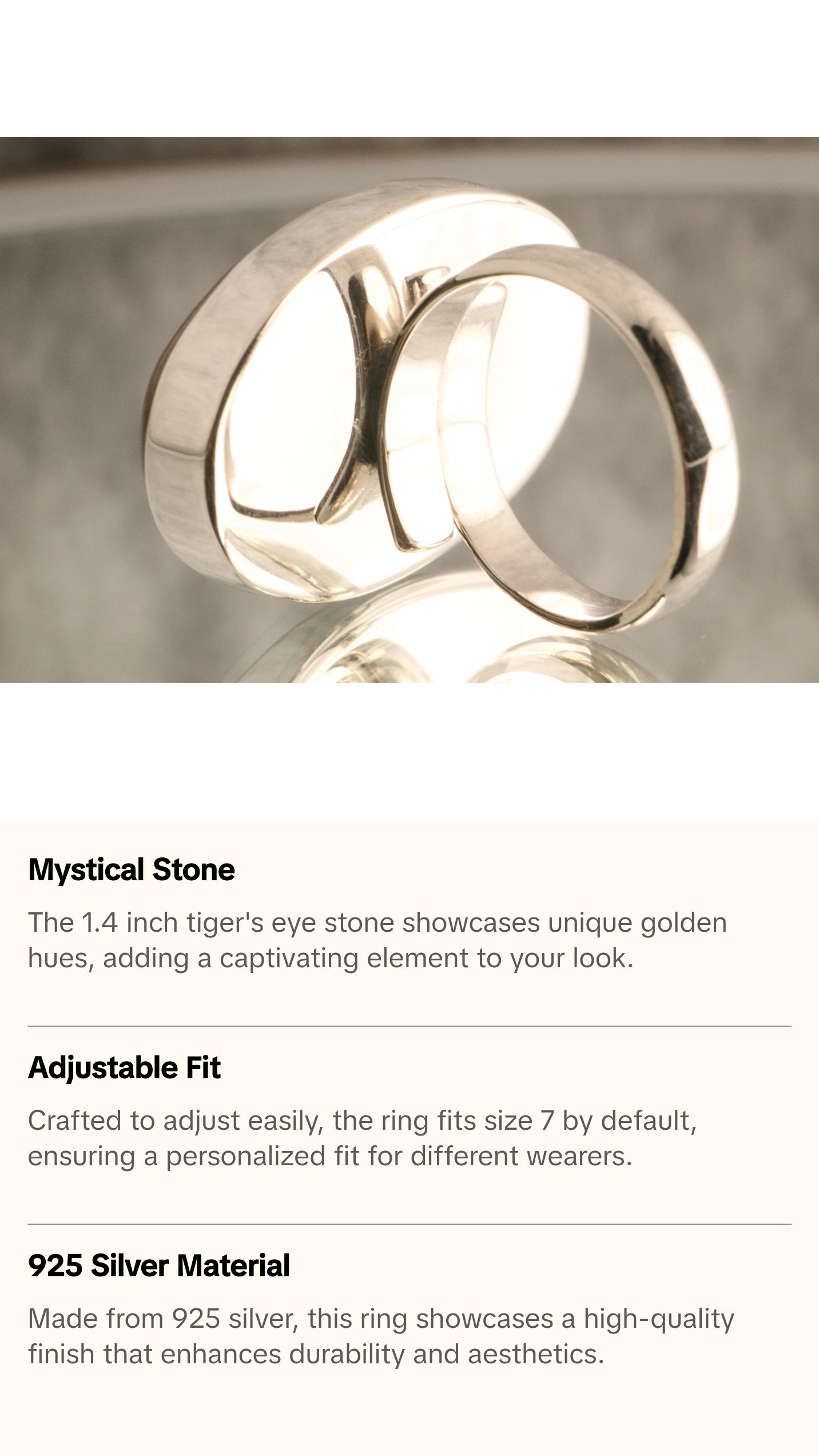 Golden Vigil - Tiger's Eye 925 Silver Adjustable Ring