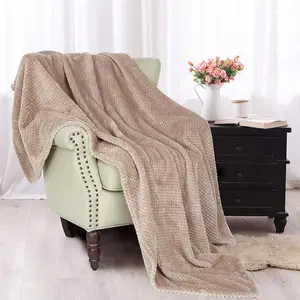 Exclusivo Mezcla Fleece Throw Blanket Extra Large, Super Soft and Warm Blankets for Couch, Sofa and Bed Waffle Textured, Cozy, Fuzzy and Lightweight