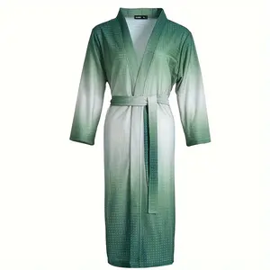 1pc Summer Gradient Women's Bathrobe, Absorbent Polyester Sleepwear, Super Soft Spa Robe, For Bathroom Bedroom Spa, Ideal Bathroom Supplies, Summer Accessories