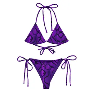 Snake Skin Bikini, Purple Snake String Bikini, Vibrant Animal Print Swimwear, Versatile Styling, Sizes 2XS-6XL, Two Piece Swimsuit