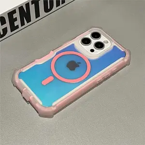 Heavy-Duty Hard PC Reflective Case For iPhone 17 16 15 14 13 Pro Max Plus Magnectic Wireless Charging Protective Defender Cover