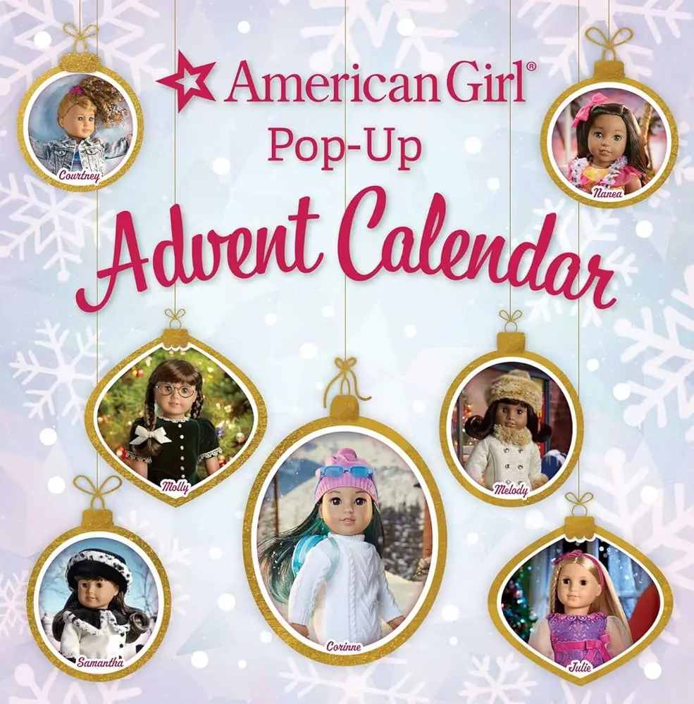 American Girl 25-Compartment Kids' Advent Calendar - Christmas Festive Decoration, Door Ornaments, Standing Ornaments, 12" Tree Collectible, Stocking Stuffer, Characters, 28-Page Guidebook, Home & Party Supply