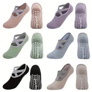 12 Pairs yoga socks featuring anti slip adhesive dots and cross strap construction for superior stability designed for Pilates ballet and pole fitness secure grip ideal for various dance studio activities
