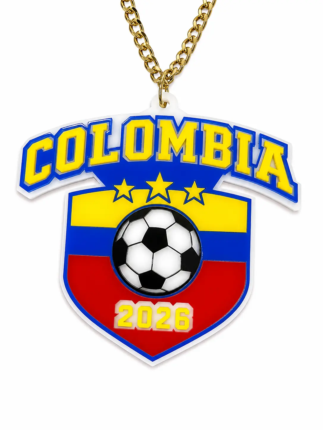 Colombia Inspired Soccer Acrylic Statement Pendant Chain – Sports Fan Fashion Necklace