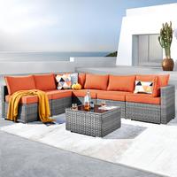 Grey Wicker Orange Cushion
