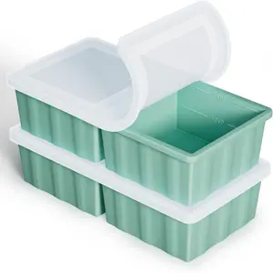 Silicone Freezer Tray for Soup Ice Cubes 2-Cup Freezing Tray with Lid for Meal Prep 2Pack Silicone Soup Portion Freeze Trays for Stock Ice Cube