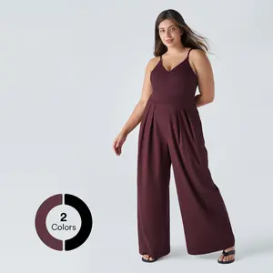 Halara Breezeful Backless Side Invisible Zipper Pocket Wide Leg Quick Dry Resort Slip Plus Size Jumpsuit