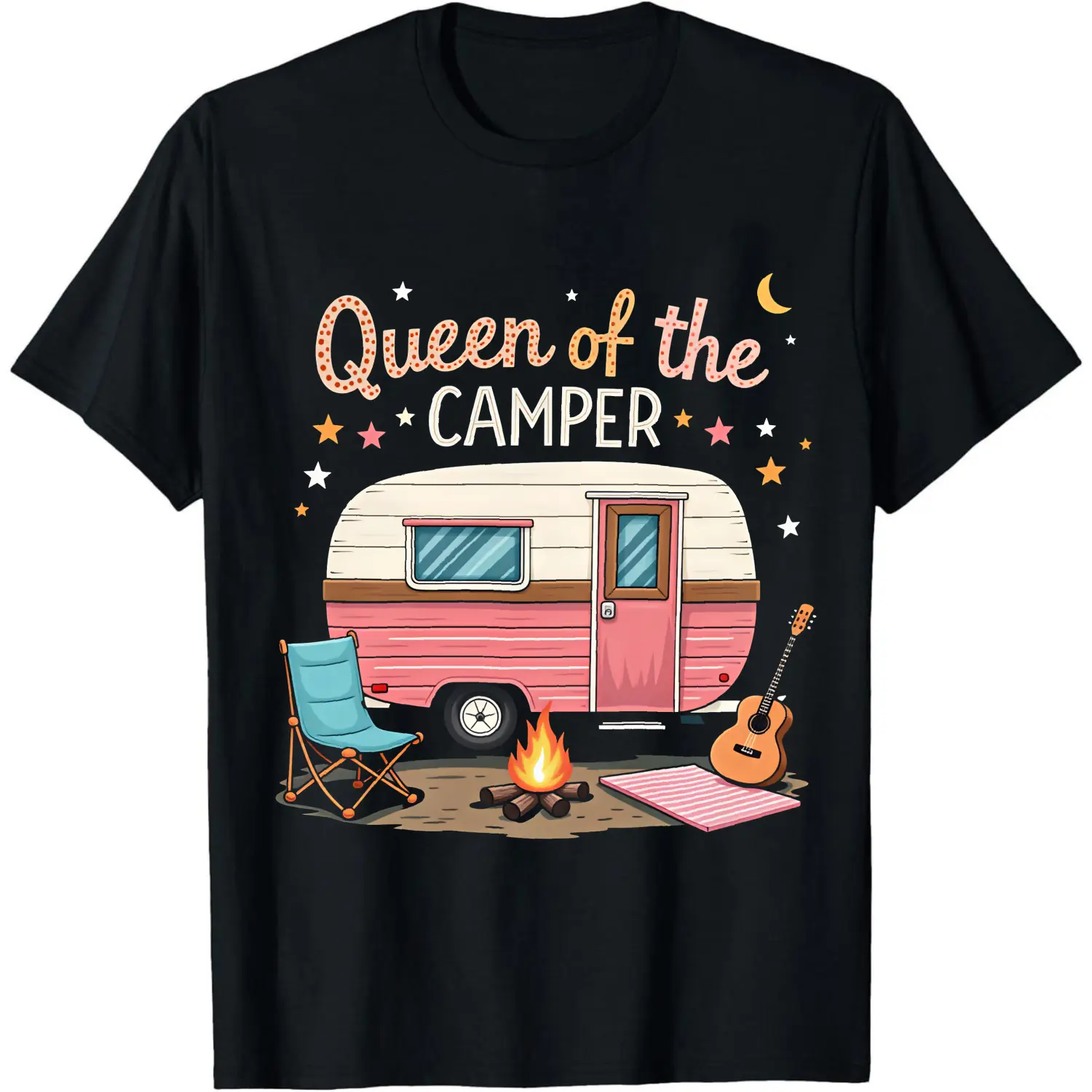 100% Cotton Queen Of The Camper Trailer Scene T-Shirt Women Men Unisex Clothing Streetwear