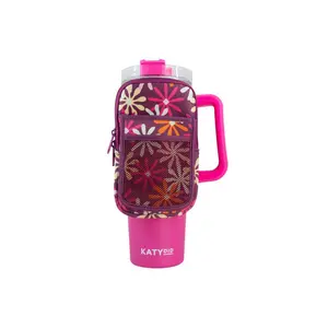 Multicolored Maroon Floral Tumbler Zipper Pouch