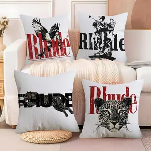 Fashion Brand R-RHUDEs Cushion Cover Ultra-Soft Short Plush Pillowcase | Double-Sided Printed Cushion Cover | Washable Hidden Zipper | Skin-Friendly & Breathable | Suitable for all seasons | Home Decor Gift