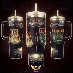 TOOL Band Lateralus Sacred Geometry PROGRESSIVE METAL Sayal 20 40 oz Vacuum Insulated Cup Straw Keeps Drinks Hot Cold 12H+ For Rock Lovers & Aesthetic Vibes Psychedelic Style Splash-Proof 18/8 Stainless Steel Comfort Handle Mug For Fans