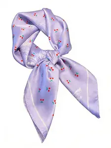 Fashionable Cherry Print Square Scarf, Boho Style Lightweight Comfortable Scarf for Women, Versatile Scarf for Daily Wear, Perfect for Fashion and Outdoor Activities