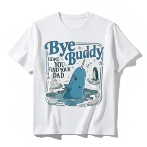 Graphic Tee for Men Women Cotton Short-Sleeve Top, Relaxed Fit Unique  - "Bye Pal Hope You Find Your Dad" Bnddy Narwhal Whale Bear Design, Classic Movie Xmas Festive Gift for Casual Outings, Round Crewneck Everyday Wear tiktokshopspringglowup