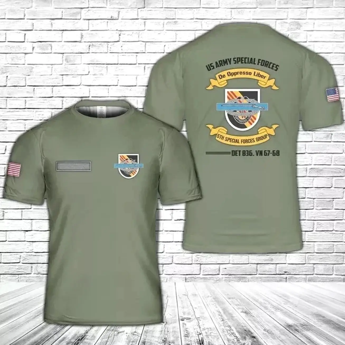 Custom Name US Army Special 5th Special Forces Group (A) T-Shirt 3D E2U