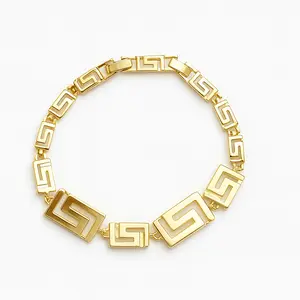 Didiray Bracelet 14k Gold Plated Elegant Greek Style Geometric Design Durable Metal Plating Ideal for Everyday Wear