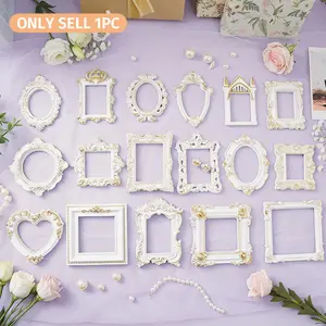 European Style Gold-Trimmed Mini Carved Frame, Resin Hand-Painted Indoor Desktop Decor, DIY Craft Kit, Wedding & Festival Decoration