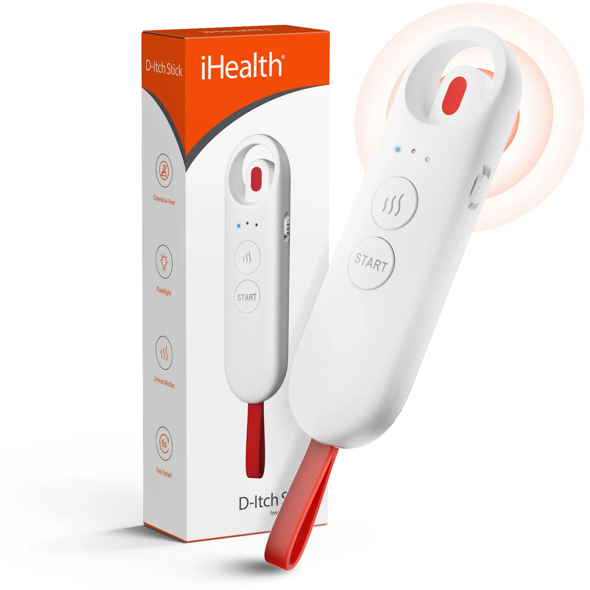iHealth D-Itch Stick Bug Bite Relief Tool - HSA/FSA Eligible Personal Care Appliance, Compact Lightweight Chemical-Free, 3 Heat Modes in 6 Seconds for Bee Bites, Beauty & Personal Care Massage Device