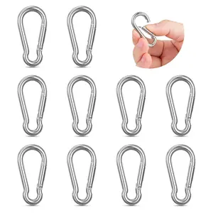 10PCS Stainless Steel Carabiner Clips, 1.57 Inch Small Spring Snap Hooks, Heavy Duty Keychain Quick Link for Keys, Water Bottle, Pet Tags, Feeders, Flag Rigging, Hiking Camping