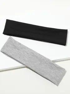 Women's Sporty Wide Sweatband Headbands, 2pcs Daily Outdoor Face Towel Hair Bands, Fashionable Sports Accessories for All Seasons