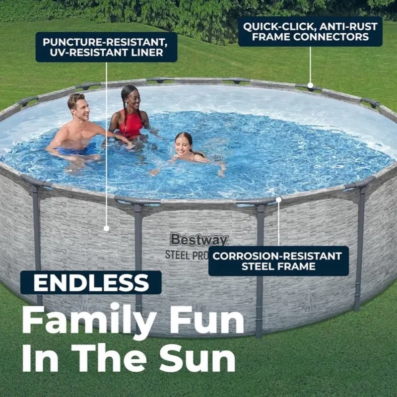 Bestway Steel Pro MAX 18'x48" Round Above Ground Swimming Pool, Including Pump and Cover
