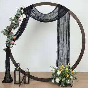 Black Gauze Cheesecloth Draping Fabric Wedding Arch Decorations, Window Scarf Valance Drapes, Boho Arbor Long Curtain Panel 20ft