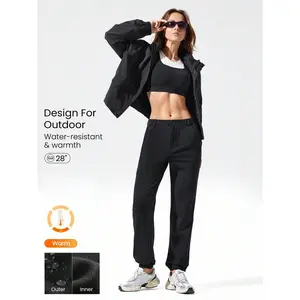 GLOWMODE Arctic Pulse Water-Resistant Fleece Warm Ultra-Stretchy Side Pockets Fitted Fleece Jogger Pants Autumn Winter Outdoor Hiking Camping Daily Active Wear