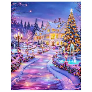 Diamond Painting Kit for Adults - 5D Full Drill Winter Wonderland Diamond Art, DIY Holiday Decor with 30% Extra Diamonds