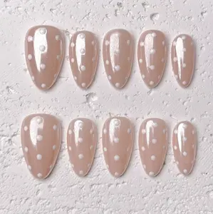 [Cedar] Short Almond Handmade Press on Nails, Fake Nails with Nail tool kit with Jelly Stickers, Reusable, Durable