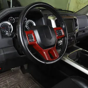 Custom Steering Wheel Panel Trim Cover, Automotive Interior Sticker for 2010-2017 Dodge Ram, Car Steering Wheel Insert Accessories, Car Interior Decorative Accessory Truck