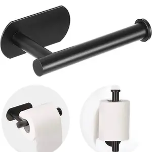 2 pc Stainless Steel Toilet Paper Holder with Adhesive Wall Mount For Bathroom .