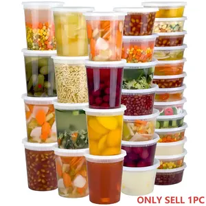 Plastic Deli Containers with Lids, 8oz~64oz Leakproof Soup Storage Containers, Produce Storage Containers for Restaurant, Reusable Round Takeout Deli Cups for Food Slime Meal Prep Leftover, BPA Free, Microwave/Freezer Safe