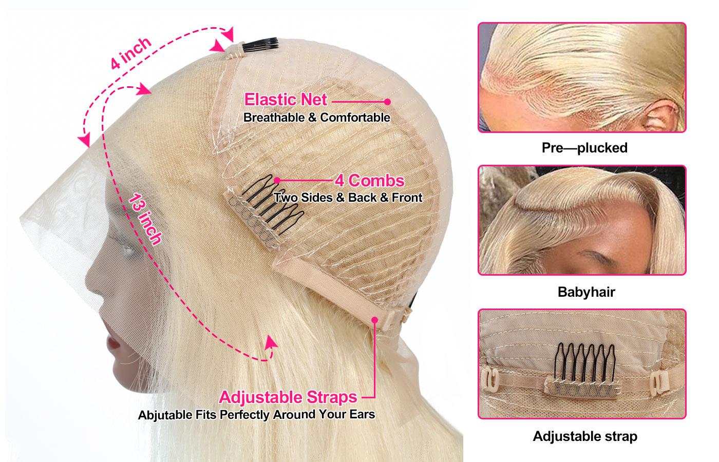 OQ HAIR Body Wave 613 Blonde Lace Front Wigs 13x4 Lace Front Human Hair Wigs Transparent Lace