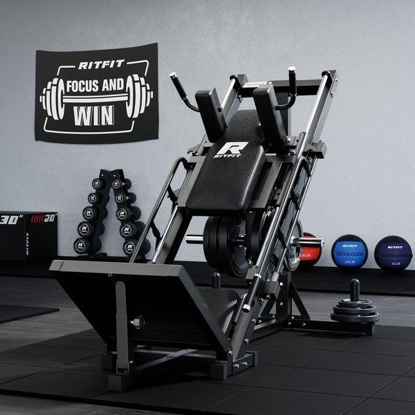 (AL Live Only)RitFit BLP01 3-In-1 Leg Press And Hack Squat Machine with Steel Foot Pedals and Anti-Slip Patterns home gym hip abduction machines