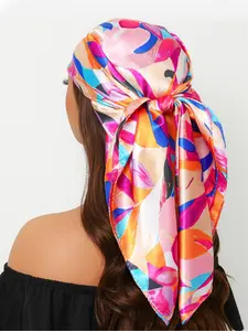Women's Travel Shawl Scarf, Boho Style Scarf, Fashionable 90x90cm Square Wrap, New Headscarf for All Seasons, Luxurious Printed Silk Cloth