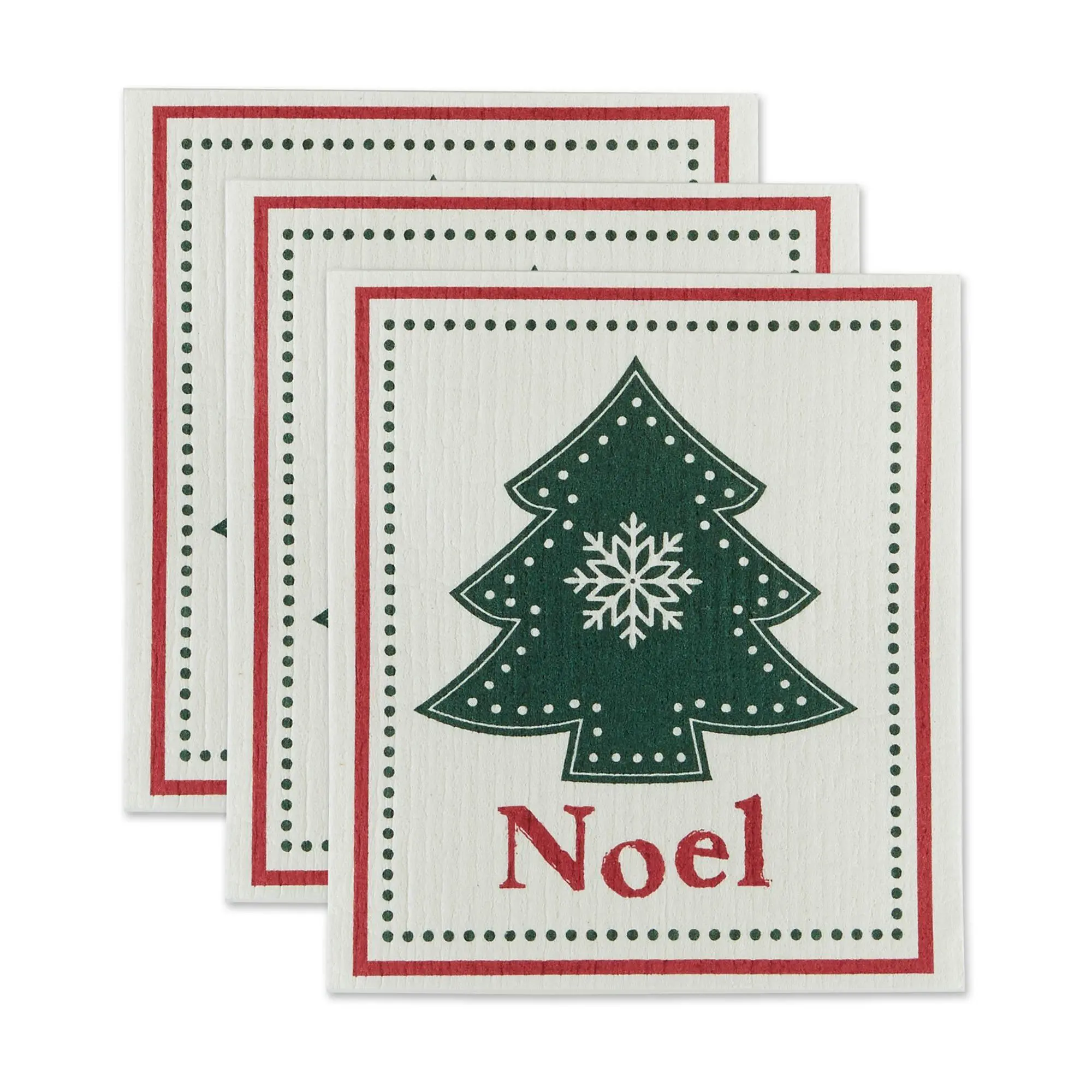 Design Imports Set of 3 Noel Tree Swedish Dishcloths
